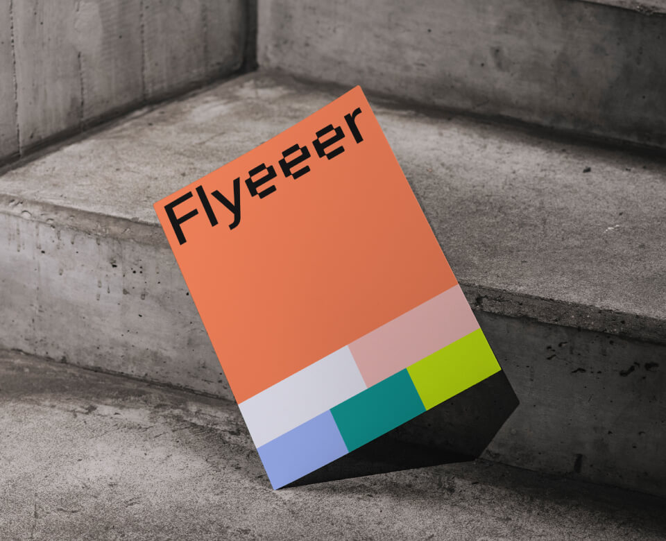 mockup flyer format A4 sur escalier