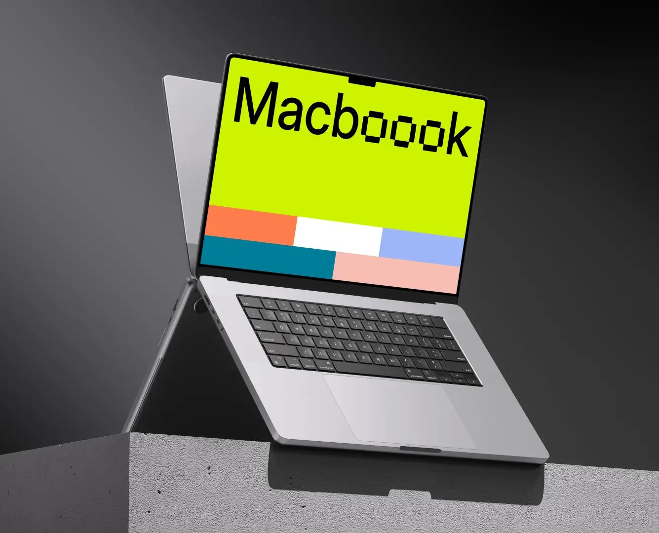 MacBook Pro Mockup on the cube