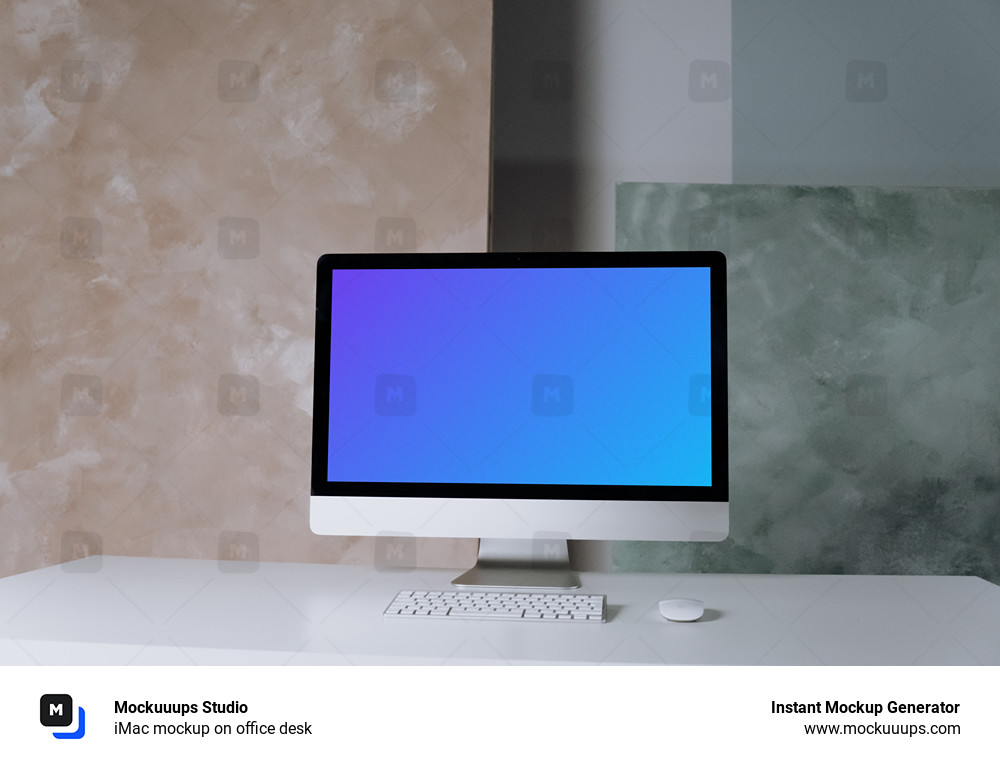iMac mockup on office desk