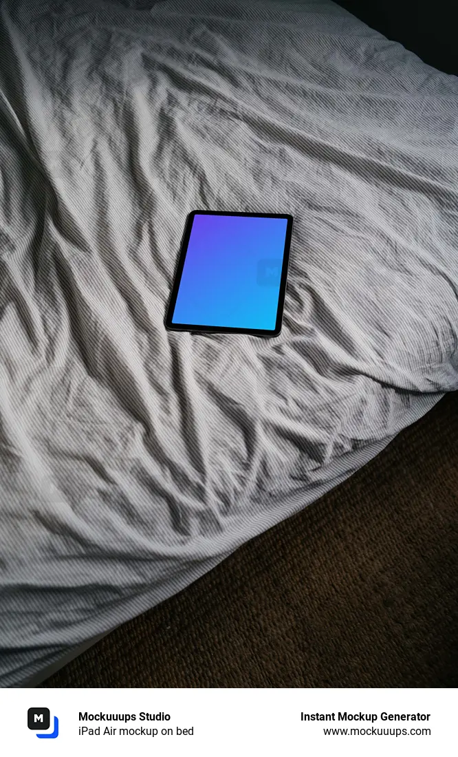 iPad Air mockup on bed