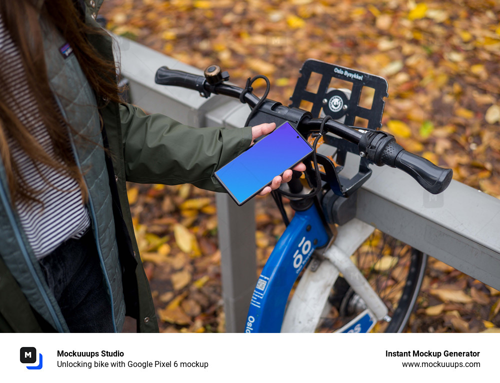 Unlocking bike with Google Pixel 6 mockup