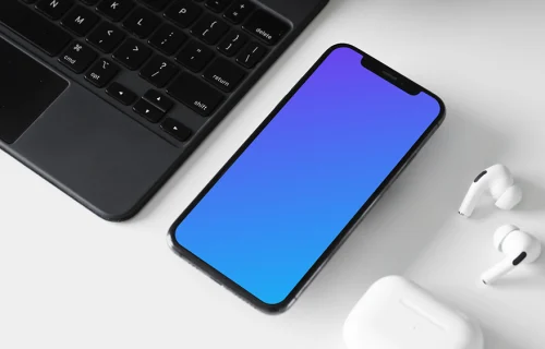 iPhone 12 mockup with AirPods