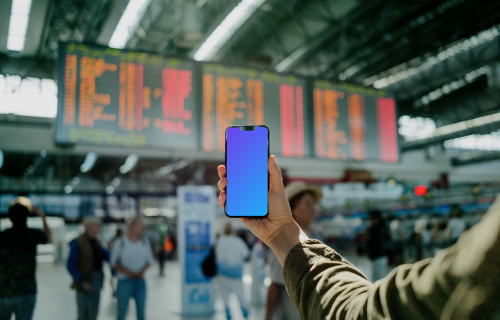 Airport theme mockup with a smartphone