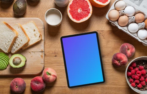 iPad sur le thème du petit-déjeuner mockup