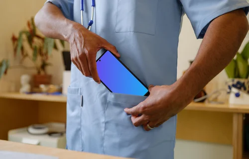 Doctor taking phone to the pocket