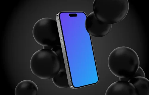 Flying Smartphone Mockup with Spheres