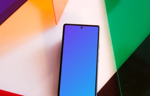 Google Pixel mockup on multicolored background