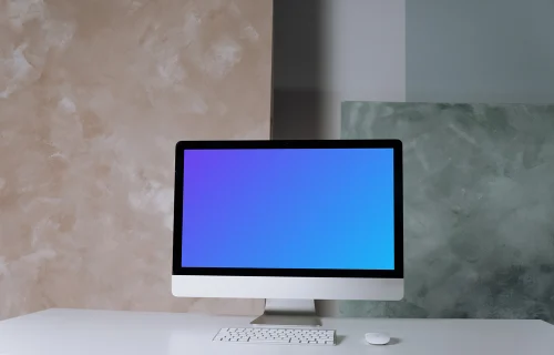 iMac mockup on office desk