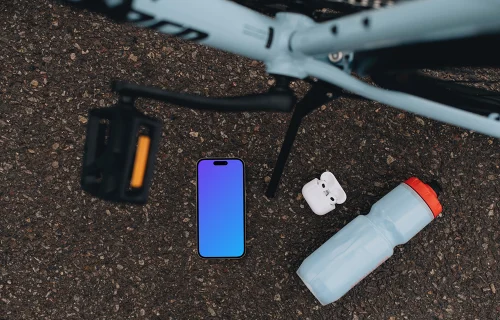 iPhone mockup under the bike