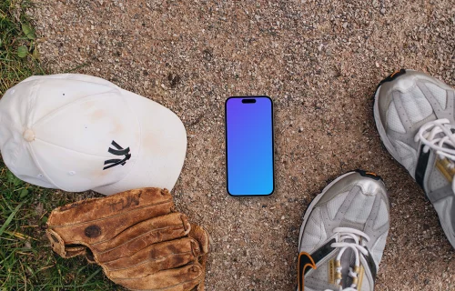 iPhone mockup with baseball glove