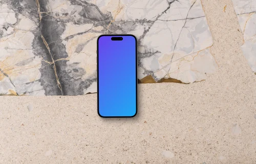 Smartphone mockup against marble background