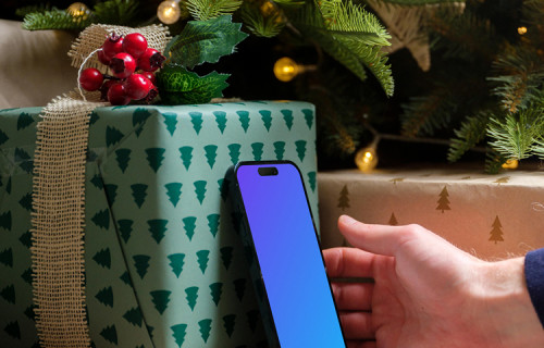 Smartphone mockup et cadeau de Noël