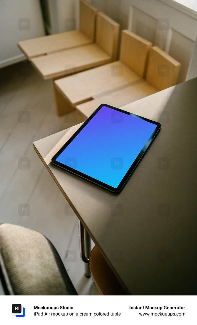 iPad Air mockup on a cream-colored table
