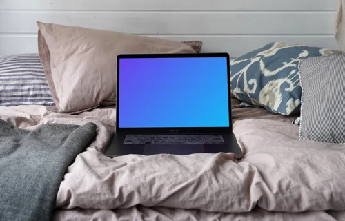 MacBook Pro mockup in a cozy bedroom