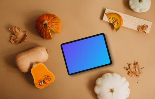 Scène d'automne avec tablette mockup