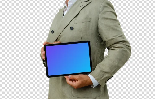 Businessman with tablet mockup in his hands