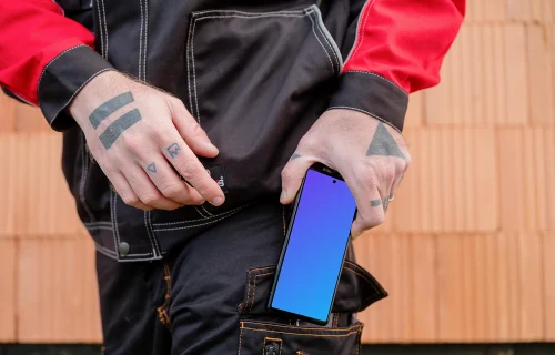 Construction professional with Google Pixel in his pocket
