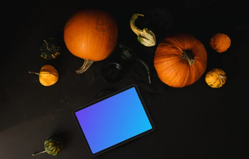 Halloween presentation template with a landscape tablet mockup