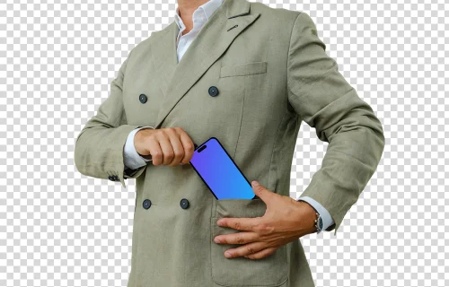 Male entrepreneur with an iPhone mockup