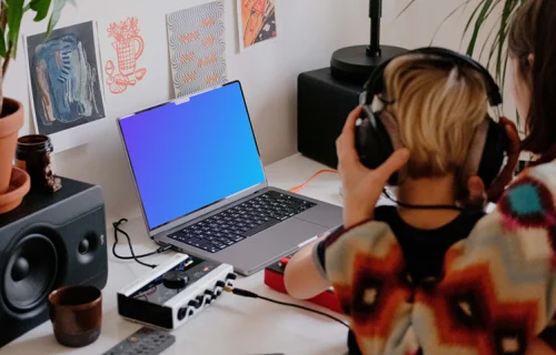 Recording music on the MacBook Pro mockup