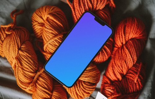 Smartphone mockup on yarn