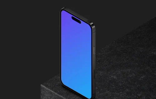 Standing smartphone mockup on the edge - Right View