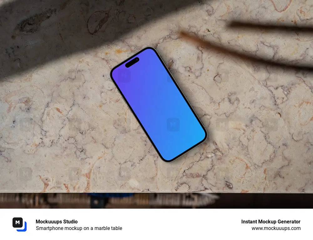 Smartphone mockup on a marble table