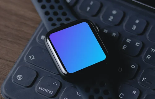 Apple Watch mockup à côté de l'iPad