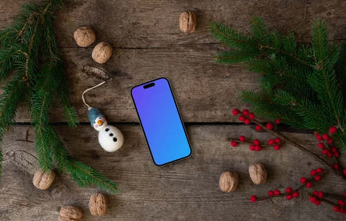 Christmas mockup with a phone device