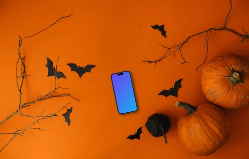 Fond d'écran d'Halloween mockup avec un téléphone
