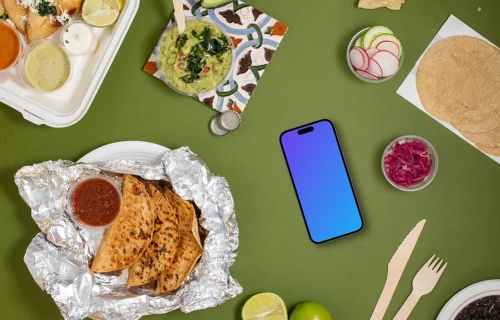 Cuisine mexicaine avec Smartphone mockup