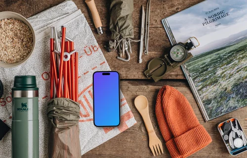 Packing for a hike smartphone mockup