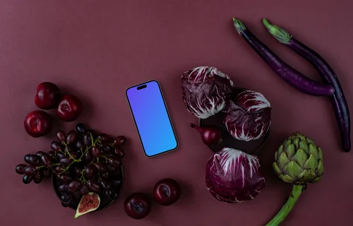 Phone mockup and Viva Magenta color shade