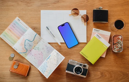 Planning a city trip with a smartphone mockup