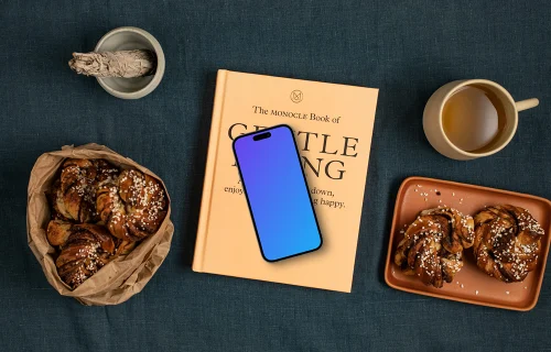 Smartphone mockup on a book