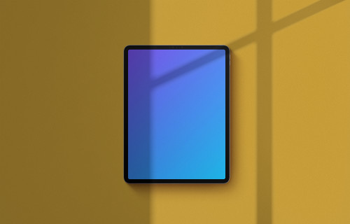 iPad Pro mockup sur fond jaune (Portrait - Shadow 1)