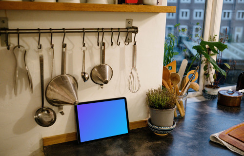 iPad Air mockup placed under a utensil rack