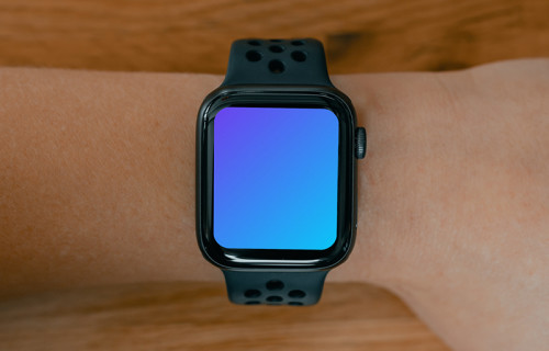 Apple Watch mockup sur une surface en bois