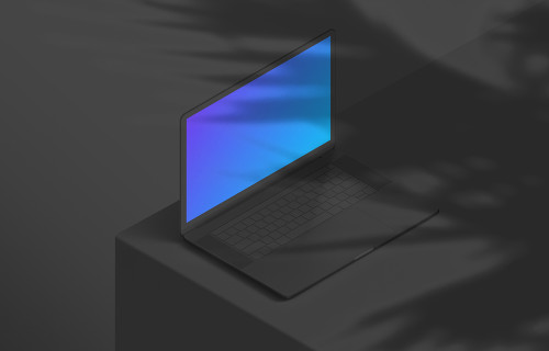 Isométrique mockup de MacBook Pro (argile sombre - gauche)