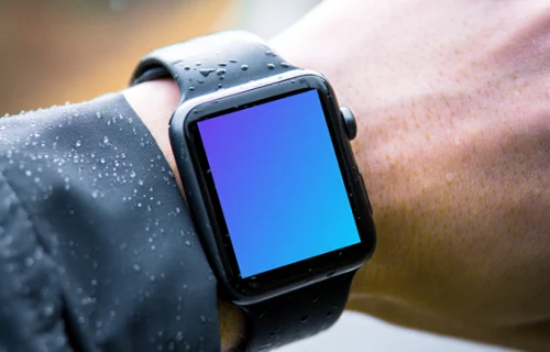Apple Watch mockup portée à l'extérieur