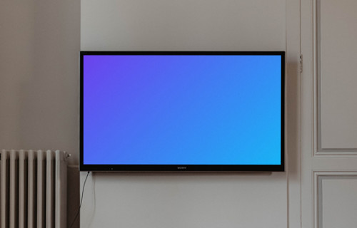 Télévision 4K mockup sur un mur blanc